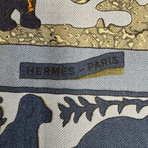 HERMES Authentic Blue Scarf - Picture 11 of 16